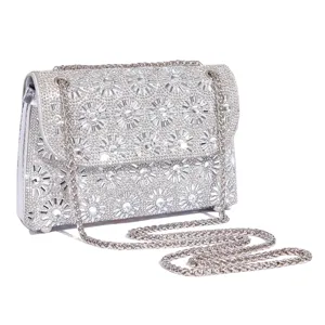 Glitzernde Strass Ketten Umhaengetasche fuer Damen elegante Abend Party kleine Tasche