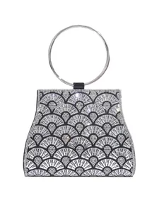 Damen Strass Abendtasche Clutch PU Fächerförmige Geometrische Bankett Handtasche Mit Rundem Metallgriff Kette Party Abschlussball Tasche
