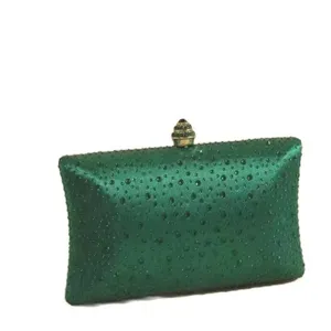 Grüne Strass Abendtasche für Damen, elegante Party Diamant Clutch Tasche mit goldenem Schloss.
