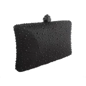 Schwarze Strass Abendtasche Clutch für Damen, elegante Party Hochzeit Geldbörse Handtasche.