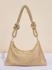 Goldene Strass geknotete unterarmtasche luxuriöse glänzende Kristall Abendhandtasche für Damen