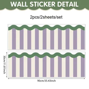 Stickers muraux rayés géométriques bohèmes PVC autocollant décoration maison 2pcs