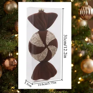 Velvet Christmas Candy Ornament with Glitter Festive Tree Hanging Decor Clear Box