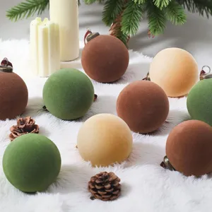 Geflokt fluwelen kerstballen set voor kerstboom hangende ornamenten woondecoratie