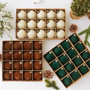 Bolas de Navidad Flocadas Adornos de Navidad de Terciopelo Para Decoración de Árbol de Navidad Ventana Fiesta Decoración