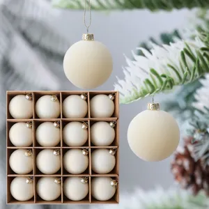 Juego de bolas de terciopelo floqueadas para el árbol de navidad con adornos colgantes