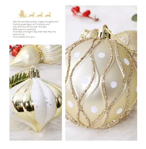 Boules de Noel dores et blanches set de suspensions pour decoration de fete sapin de noel