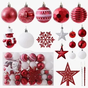 Bolas De Navidad De Plástico Adornos Irrompibles Mate Purpurina Pintado Variedad Bolas Colgante Decorativo Para Árbol De Navidad