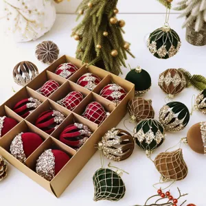 Adornos para arbol de navidad aterciopelados bolas de terciopelo colgantes fiesta 12pz