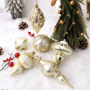 Ensemble de boules de Noël dorées incassables décorations suspendues pour sapin de fête