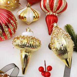 Boules de Noël pour sapin ensemble rouge et or brillantes décorations suspendues fête