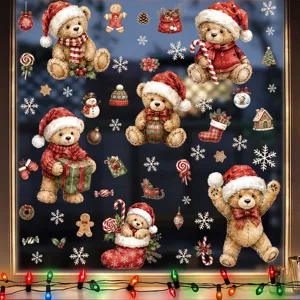 Weihnachten Bär Fensteraufkleber festliche PVC elektrostatische Aufkleber für Glasdekoration