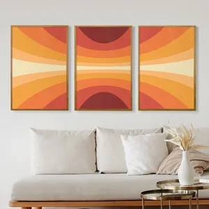 Modern abstract canvas wall art framed orange gradient retro minimalist living room decor