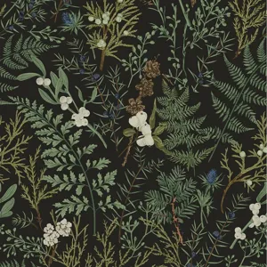 Papel pintado botánico vintage patrón floral oscuro adhesivo de pared plantas retro