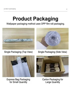 Details d'emballage professionnels pour les rouleaux de papier peint floral autocollant.