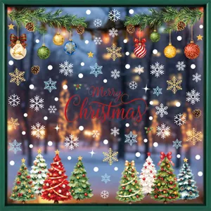 Weihnachten Fensteraufkleber statisch PVC Aufkleber Schneeflocken Bäume Feiertag