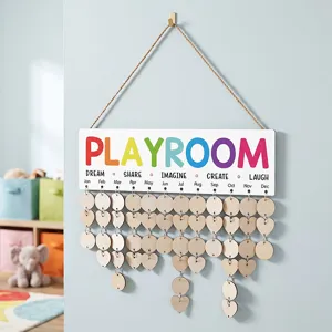 Hölzerner Spielzimmer Kalender Wandbehang Schild Familie Geburtstag Tracker Heimdekor.