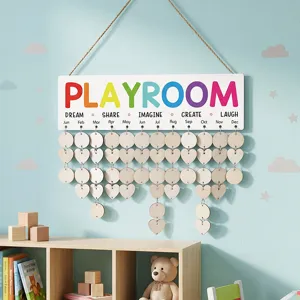 Holz Spielzimmer Kalender Hängeschild Geburtstag Erinnerung Schild Familien Deko Tafeln