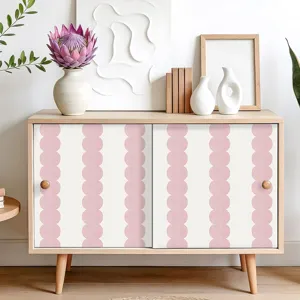 Papier peint rose coquille boheme autocollant mural geometrique pour decoration interieure