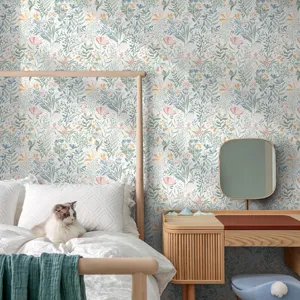 Retro botanical floral wallpaper peel and stick waterproof wall mural for bedroom decor