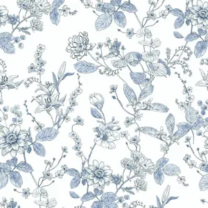 Vintage Blue White Botanical Floral Wallpaper Waterproof Wall Sticker Bedroom Home Decor