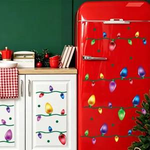 Christmas Colorful Light Bulbs Wall Stickers PVC Self Adhesive Fridge Stickers Car Decal Holiday Festival Home Decoration