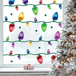 Christmas bulb window stickers festive home decor PVC self adhesive wall decals for holiday.