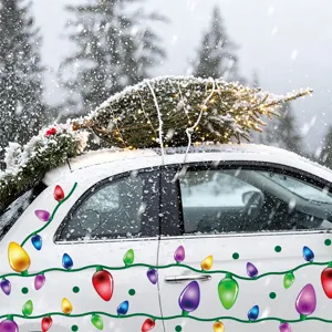 Christmas car stickers waterproof PVC colorful bulb decals festive holiday vehicle decor