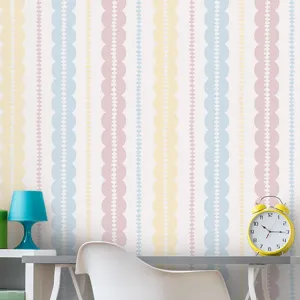 Autocollant Mural Multicolore Rayures Ondulées Géométriques Papier Peint Auto-adhésif en PVC Étanche pour Décoration de Chambre