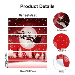 Christmas Stair Stickers Self Adhesive Waterproof Holiday Home Decor PVC Decals 6 Sheets Set