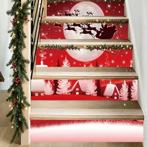 Christmas stair stickers peel and stick holiday home decor festive staircase decals wallpaper.