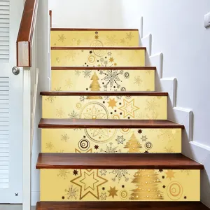 Christmas stair stickers PVC self-adhesive festive golden tree snowflake home decor wallpaper