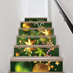 Christmas stair stickers, PVC self-adhesive festival decor decals for home step interior design.