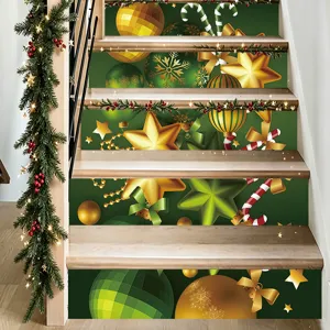 Christmas stair stickers self-adhesive PVC holiday wall mural home decor festive staircase decals