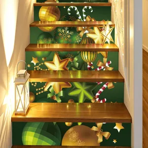 Christmas staircase stickers, PVC self-adhesive holiday home decor wallpaper for stairs.