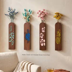 Vase Mural en Bois Boho Décoration Plante Suspendue Feuille Tropicale Tortue Ananas