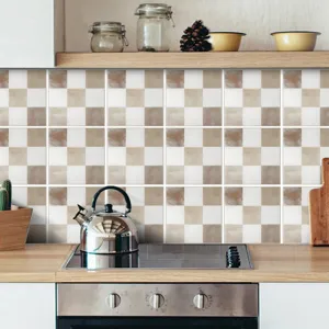 Adhesivos de azulejos de PVC impermeables para cocina y baño, diseño de mosaico autoadhesivo.
