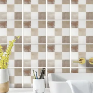 Adhesivo de azulejos de mosaico de PVC impermeable, decoración de pared a cuadros para cocina.