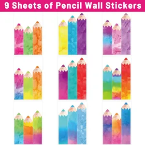Jolis stickers muraux crayon aquarelle 9 feuilles pour décoration chambre d'enfants