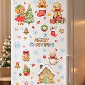 Weihnachten Lebkuchenmann Aufkleber statische Kühlschrank Fenster Deko festliche Wandtattoo