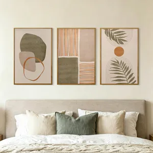 Nordic Morandi Geometrische Abstrakte Leinwand Wandkunst Modern Minimalistisch Pflanze Druck Dekorative Malerei PS Gerahmt