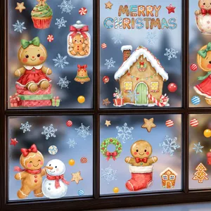 Weihnachten Fensteraufkleber Lebkuchenmann Schneemann Schneeflocken Glas Deko Aufkleber neu