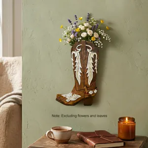 Rustikaler Cowboy Stiefel Wandbehang Vase im Retro Stil fur Heimdekoration Wanddekoration