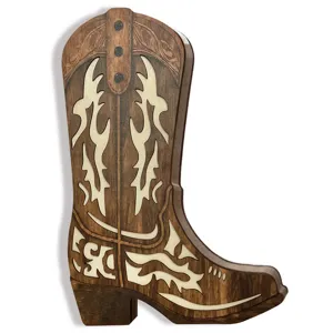 Hölzerne Cowboystiefel Wanddekoration, rustikaler Western Hängeornament für Wohnzimmer Ästhetik.