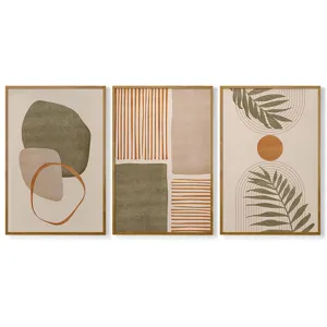Skandinavische Morandi minimalistische geometrische abstrakte Pflanzen Leinwand Kunst Dekor Set