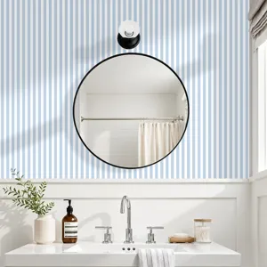Blau-weiss gestreifte selbstklebende Tapete fur moderne Schlafzimmer und Wohnzimmer.