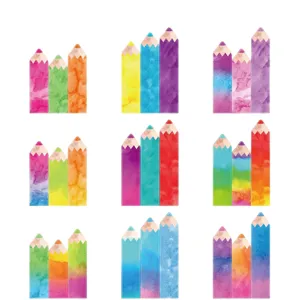 Stickers muraux crayons couleur aquarelle pour chambre d'enfant ecole decoration PVC.