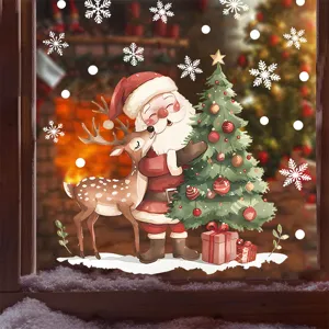 Christmas window stickers static cling decals Santa Claus reindeer snowflakes holiday decor glass