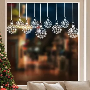 Autocollant fenetre flocons de neige Noel statique boule decorative verre decoration fete