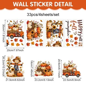 Adesivo murale zucca spaventapasseri ringraziamento set decorazione finestra autunno